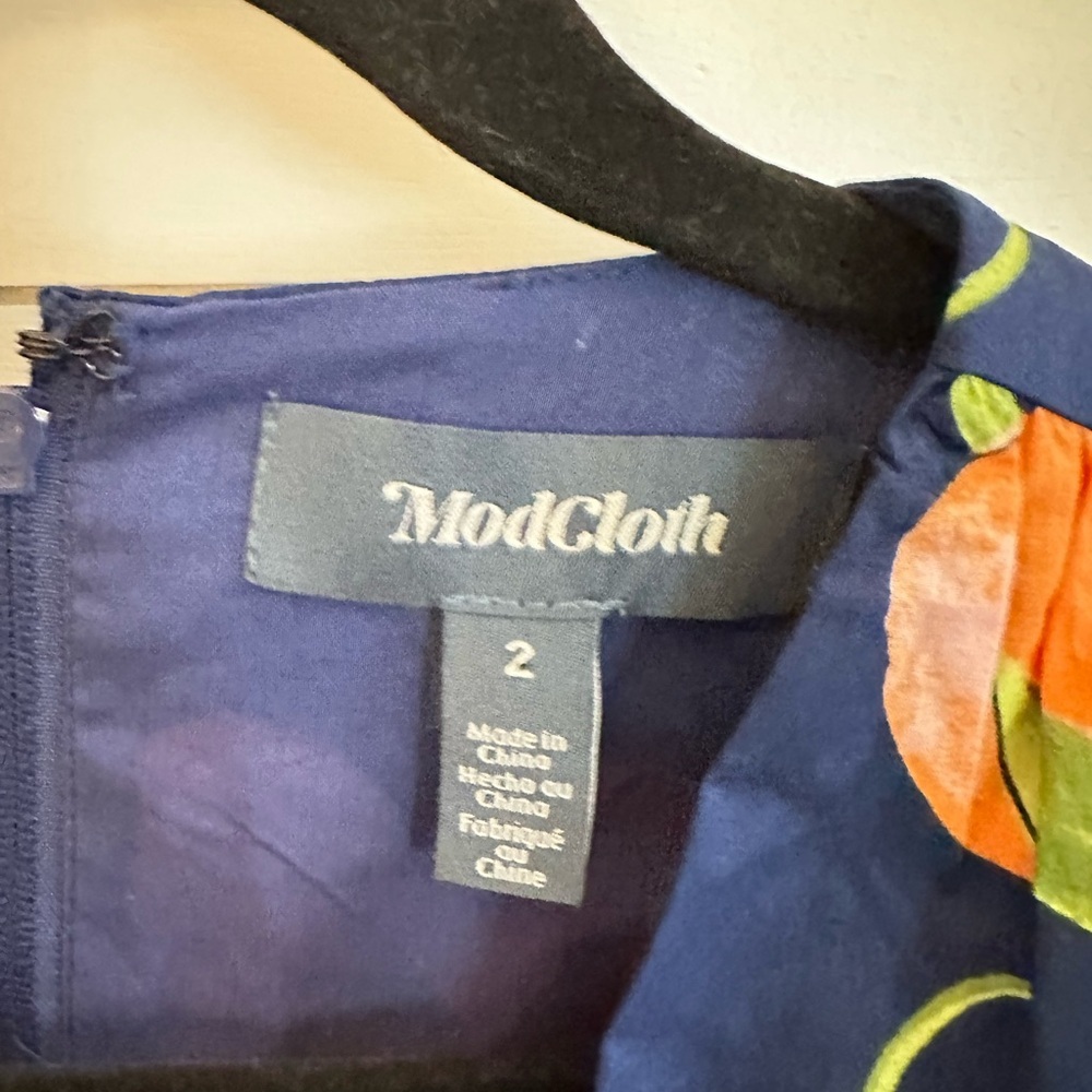 NWT MODCLOTH ERA 2 Sweet Peaches A-Line sleeveless blue midi length woman dress - Picture 5 of 15
